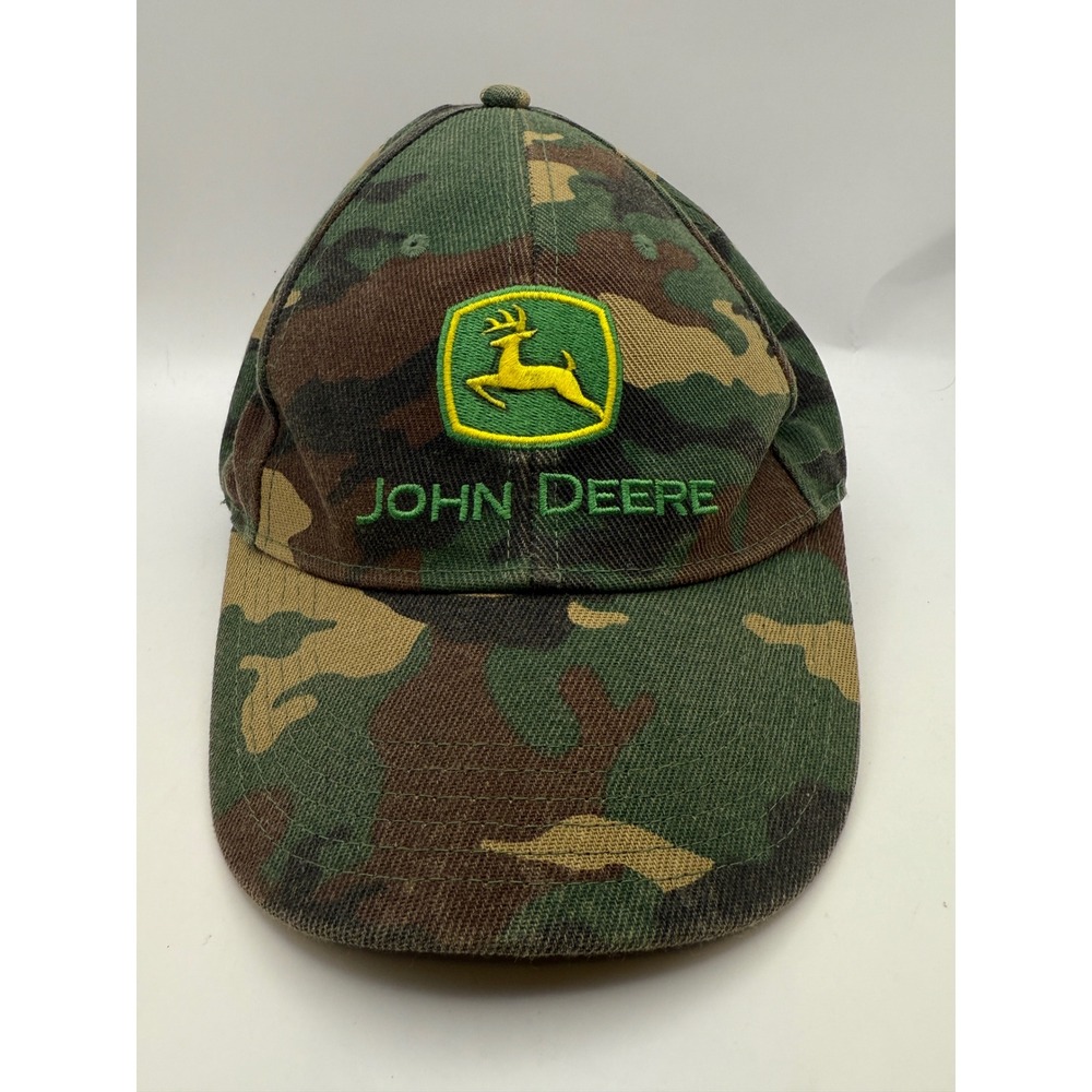 John Deere Camo Baseball Cap Mens Snapback Hat Woodland Camouflage Embroidered